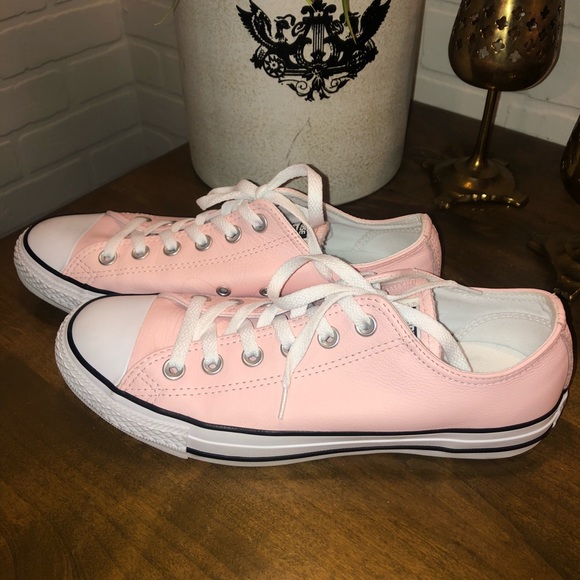 baby pink leather converse